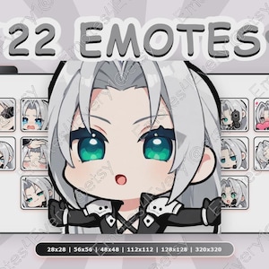 Paquete de gestos de Sephiroth / 22 gestos chibi para Twitch, Discord, YouTube, Kick / Final Fantasy, Rebirth, Ever Crisis, Black Cape, Smash Bros