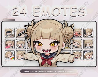 Toga Himiko Emotes Pack | 24 Chibi Emotes for Twitch, Discord, Youtube, Kick | Boku no Hero Academia, Villain, Liberation Front, Psycho