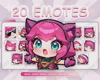 Annie Emotes Pack | 20 Chibi Emotes for Twitch, Discord, Youtube, Kick | League of Legends, LoL, Noxus, Tibbers, Fire Forest Mage