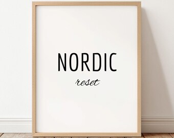Lámina decorativa para pared Nordic Reset, lámina para sauna, lámina minimalista escandinava para spa, arte para pared de baño de bienestar, descarga digital de letrero para sauna
