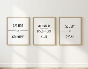 Lámina decorativa para sauna, paquete de decoración para baños de agua fría, lámina motivacional para gimnasio, conjunto de arte mural para bienestar, arte minimalista para baño, descarga instantánea.