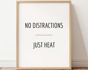 Sin distracciones, solo calor. Lámina decorativa para pared, letrero para sauna, arte minimalista para baño de spa, arte para pared de bienestar, descarga digital.