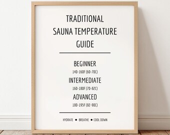 Sauna Temperature Guide Printable, Sauna Wall Chart, Sauna Rules Sign, Wellness Wall Art, Bathroom Spa Print, Instant Download