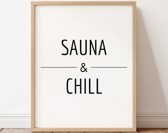 Decoración de sauna, arte mural de sauna y relax, lámina de spa nórdico, arte mural minimalista para baño, cartel divertido de sauna, decoración de baño de agua fría, descarga instantánea.