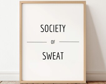 Arte mural de sauna, arte mural imprimible de la Sociedad del Sudor, decoración de baño en agua fría, arte mural de bienestar, lámina minimalista para baño, descarga instantánea