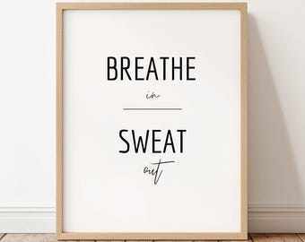 Lámina decorativa para pared con la frase "Inhala, suda, exhala" (imprimible), decoración para sauna (imprimible), arte minimalista para baño, lámina de bienestar nórdico, letrero para sauna (descarga digital).