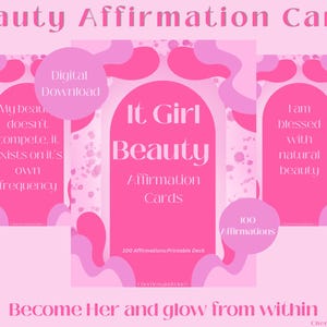 Tarjetas de afirmaciones de belleza, confianza, amor propio y mentalidad positiva (descarga digital)