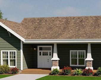 Modern Craftsman House Plan | 3 Bed, 2 Bath, 1540 Sq Ft (PDF Download)