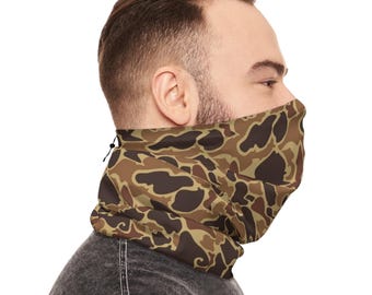 Camo Winter Neck Gaiter With Drawstring with Multiple Camouflage Design Options