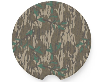 Camo Leaf Green Soapstone Car Coaster - Car Accessories with Camouflage Design