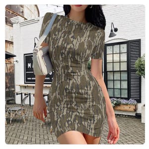 spring midi dresses with sleeves All-over print long sleeve midi dress  Shalom Wear