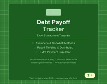 Feuille de calcul Excel de suivi des remboursements de dettes | Méthode avalanche et boule de neige | Planificateur sans dette | Outil budgétaire