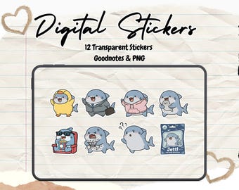 Jett the Land Shark Stickers | Kawaii Planner Stickers (Digital Download)