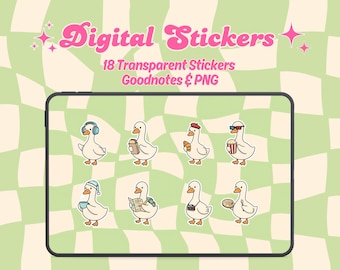 Kawaii Goose Digital Stickers | Cozy Lifestyle Planner | GoodNotes & PNG (Digital Download)