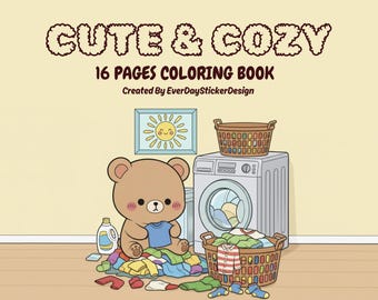 Cozy Animals Coloring Book | 16 Relaxing Kawaii Pages (Digital Download)