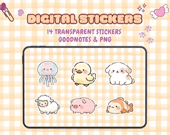 Kawaii Animal Stickers | Pastel Watercolor Digital Planner (PNG Download)
