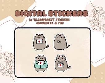 Nurse Life Cat Stickers | Cute Nursing Student Digital Stickers (PNG Download)
