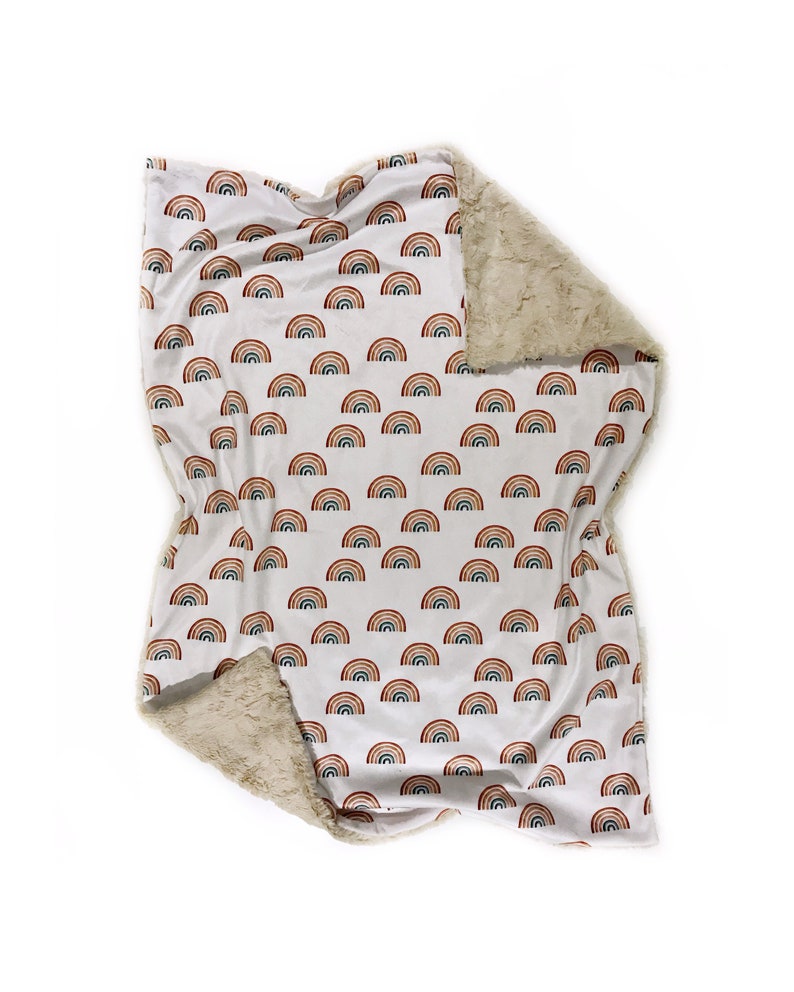 Earthtone RainbowsoBlanket, Baby MINKYoBlanket, Earth Neutral Rainbow Baby Blanket, Baby Shower Gift, Gender Neutral Blanket, Readyoto Ship