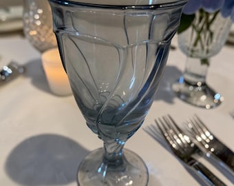 Set of 4 Vintage Noritake Sweet Swirl Blue Water Goblets