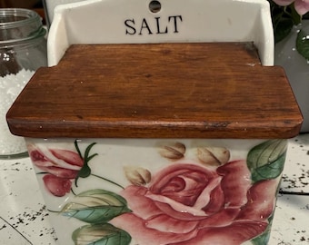 Vintage Lefton Americana Rose Salt Box
