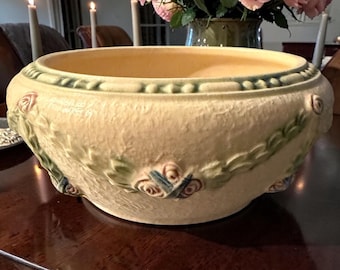 Antique Roseville Pottery La Rose Console Bowl