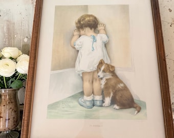 Vintage Framed Besse Pease Gutmann Print " In Disgrace: