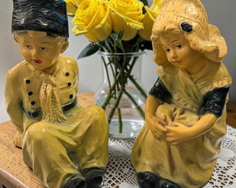 Vintage Chalkware Dutch Boy and Girl
