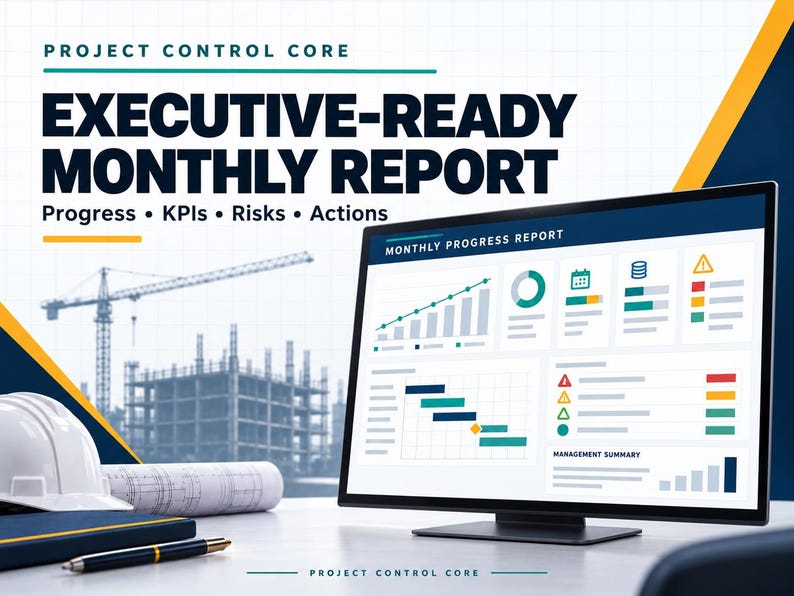 Project Risk Report Powerpoint Modèle de rapport mensuel de construction | Tableau de bord modifiable ...