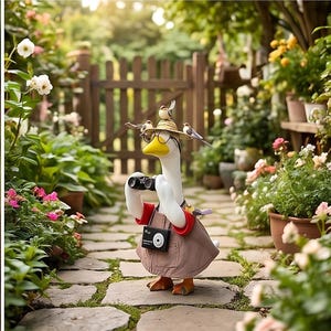 23 inch vogelkijker gans outfit strohoed overall verrekijker tuingans tuinbeeld decoratie