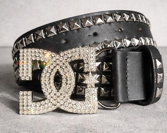Y2K DC Belt Studded Rhinestone Buckle Streetwear Birthday Party Gifts Grunge