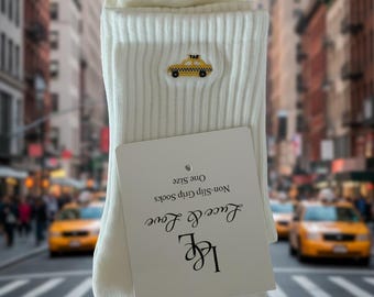 NYC Taxi-geborduurde gripsokken