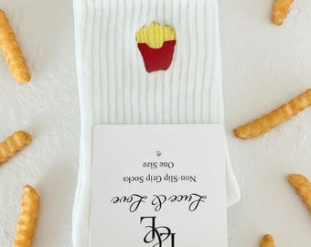 French Fry-geborduurde gripsokken