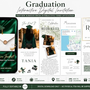 Graduation Interactive Digital Invitation | Editable Canva Website Invite | RSVP, Music, Countdown, Map | Class of 2026