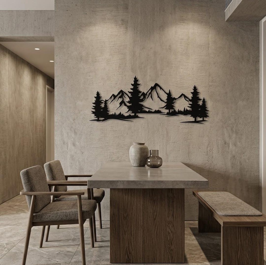 Mountain Forest Metal Wall Art | Nature Landscape Wall Decor | Pine ...