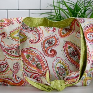 Green/Orange Paisley Hobo Bag, Paisley Tote, Shoulder Bag, Novelty Purse