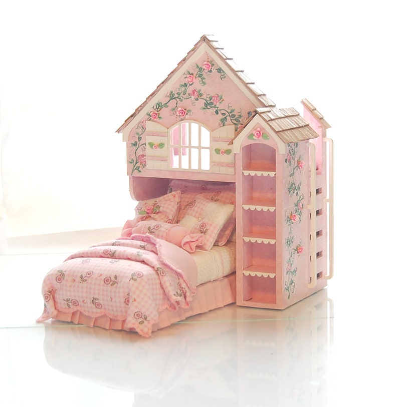 Pink & White Perfection PLAYHOUSE BED Dollhouse Miniature Etsy