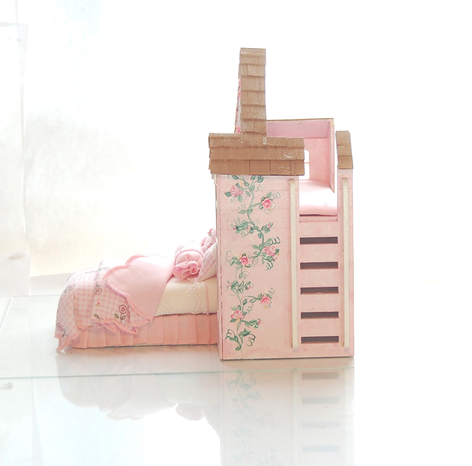 Pink & White Perfection PLAYHOUSE BED Dollhouse Miniature Etsy