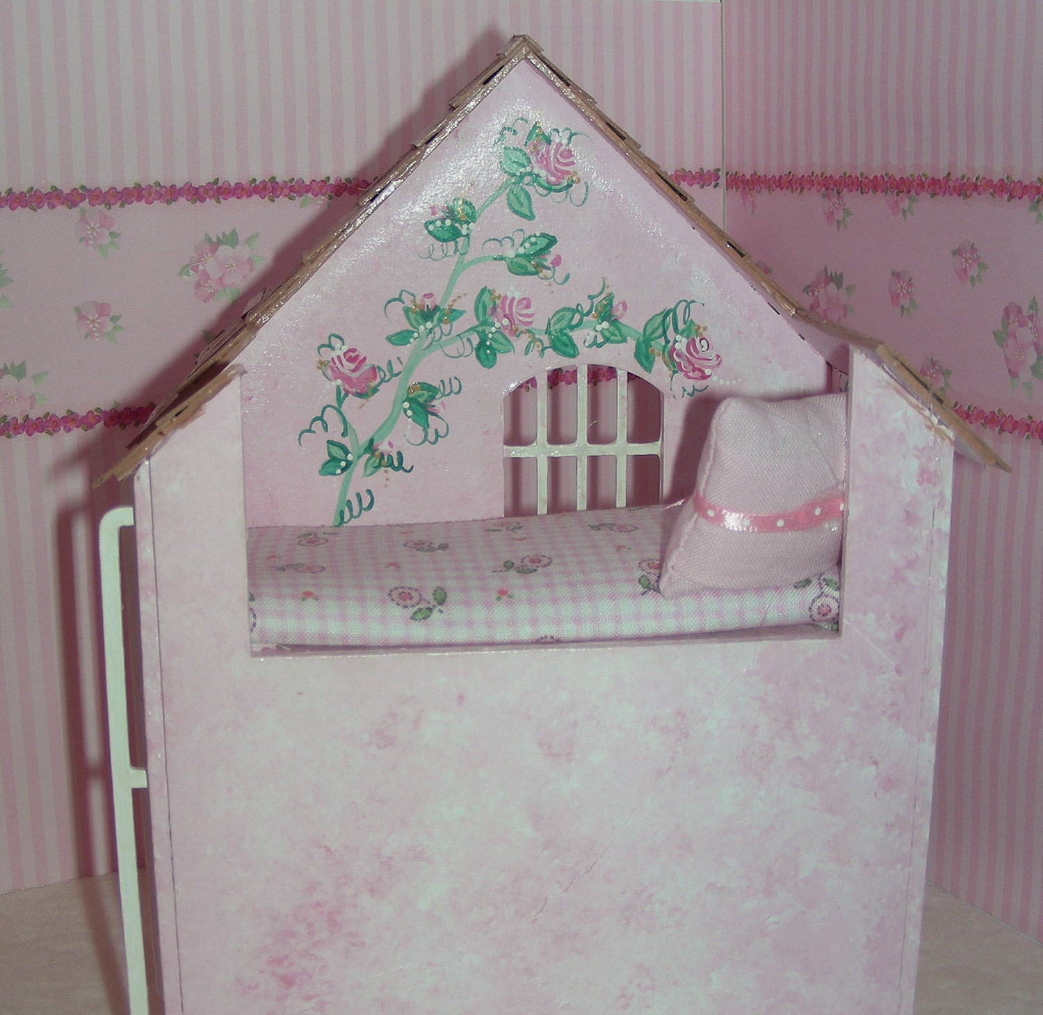 Pink & White Perfection PLAYHOUSE BED Dollhouse Miniature Etsy