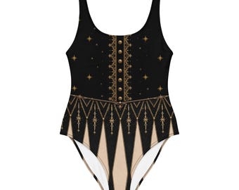 Gothic Circus Royalty Harlequin Costume | Jester Outfit Leotard | Black and White Circus Bodysuit