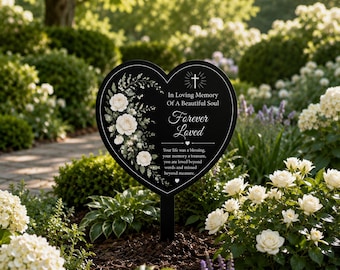 Personalized Memorial Garden Stake, Custom Heart Shaped Grave Marker, In Loving Memory Sign, Pet Loss Memorial, Sympathy Gift,Cemetery Decor