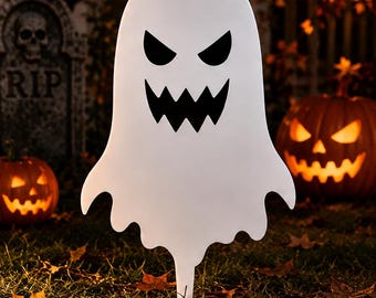 Halloween Ghost Yard Stake, Scary Ghost Lawn Decor, Metal Ghost Outdoor Halloween Decoration, Spooky Garden Stake, Front Yard Decor