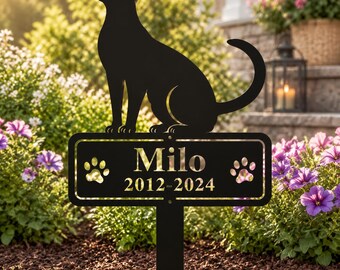 Personalized Cat Memorial Garden Stake, Cat Loss Gift, Personalized Pet Memorial Plaque, Outdoor Garden Remembrance
