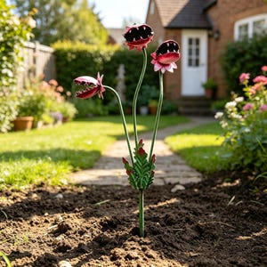 Handcrafted Metal Venus Flytrap Garden Stake | Carnivorous Plant Garden Decor | Flower Pot Ornament | Spooky Gardener Gift