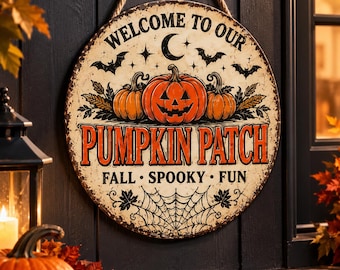 Personalized Pumpkin Patch Sign,Custom Halloween Metal Sign, Rustic Fall Porch Decor, Custom Text Pumpkin Sign, Vintage Halloween Wall Decor