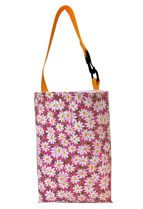 Daisy Pink Small Car Trash Bag-water Repellent Lining-swivel 