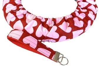 Pink Hearts Cotton Steering Wheel Cover-Sized to Fit Vehicle-Non Slip, Flannel Lining-Best Friend Gift