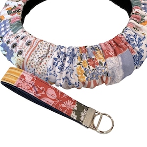 Blue Boho Patchwork Cotton Steering Wheel Cover-Sized to Fit Vehicle-Full Flannel Lining-Non Slip-Car Accessory Options