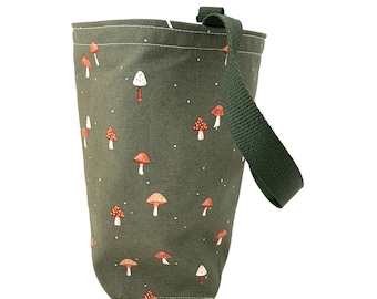 Mushrooms on Green Water Repellent Car Trash Bag-Auto Garbage Bag – Headrest & Center Console Hanging Organizer