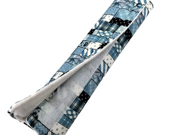 Seat Belt Cover Blue Trendy Patchwork-10 Inch Comfy Shoulder Seat Belt Pad-Gift for Friend