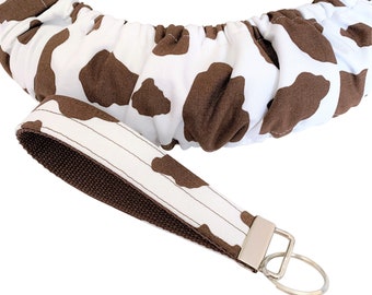 Brown Cow Spots,  Cotton Steering Wheel Cover-Custom Fit, Flannel Padding, Anti-Slip